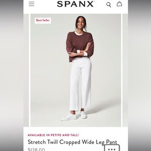 SPANX White Wide-leg Cropped Sailor Pants